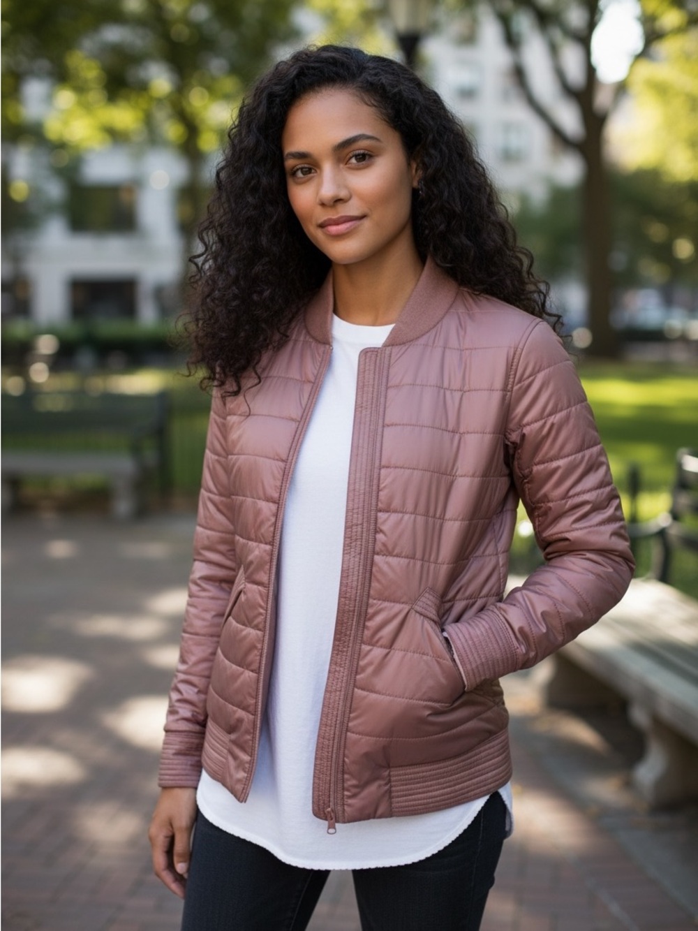 Lululemon The Bomb Bomber Jacket Bark Berry / Heathered Bark Berry size 4